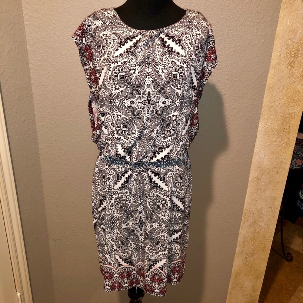 London Times Jersey Blouson Dress